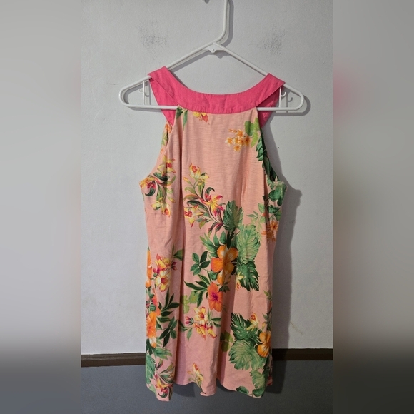 Tommy Bahama Tropical Floral Dress Womens Large Pink Sleeveless V-Neck Summer - Picture 2 of 5
